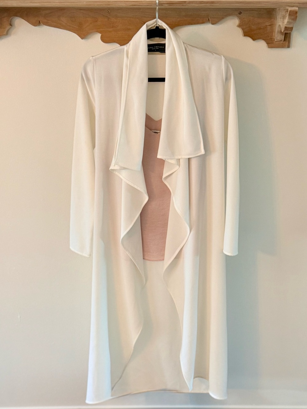 AKIRA Black Label Waterfall Duster Jacket with Blush Camisole